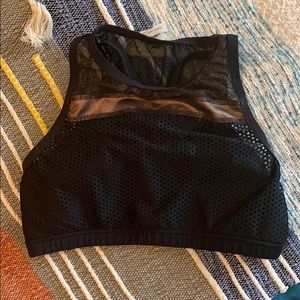 Black & Bronze Gold High-Neck Sports Bra